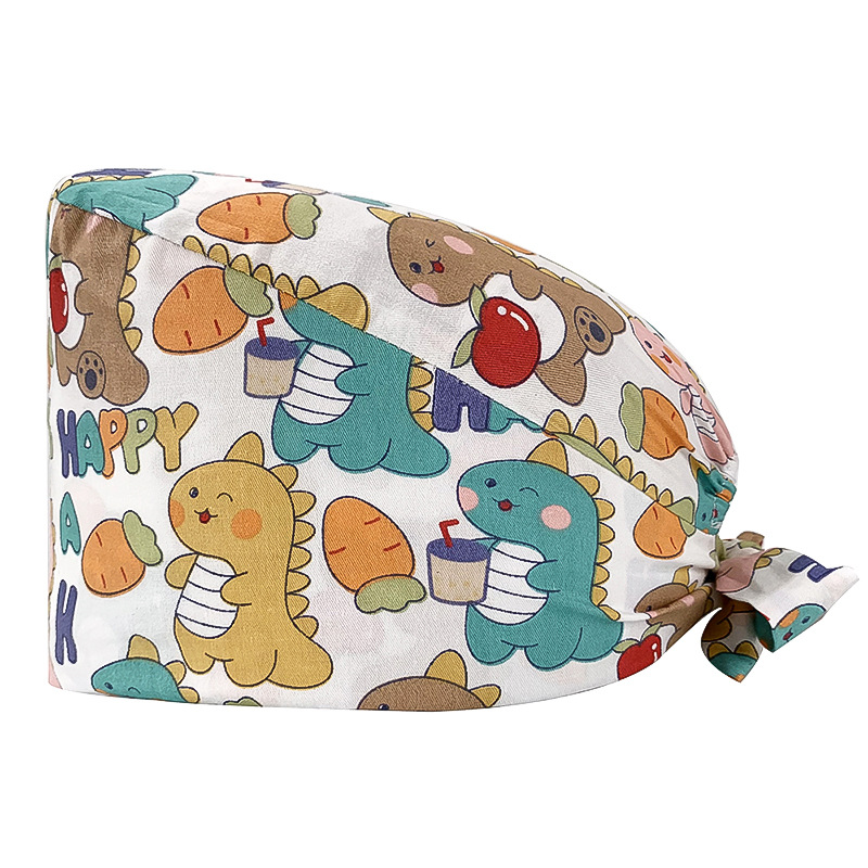 Gorro quirúrgico de algodón puro de las mujeres impreso ajustable calabaza tapa confinamiento quimioterapia a prueba de polvo puntera enfermera trabajo sombrero hombres
