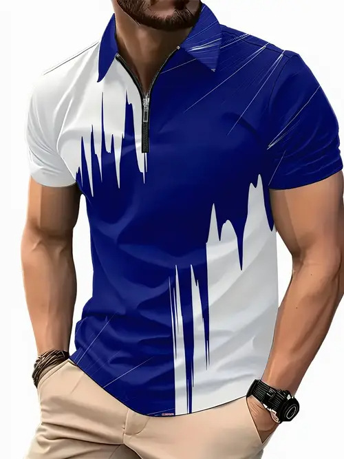 2025 nuevo producto Amazon nuevo estilo europeo y americano casual transfronterizo todo fósforo color de manga corta cremallera camisa POLO MB13