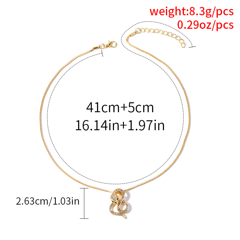 fashion simple gold-plated crystal snake-shaped alloy necklace