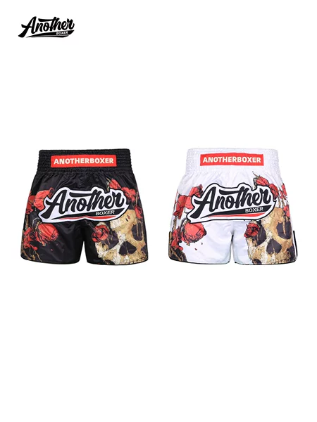 ANOTHERBOXER new skull rose boxing and kickboxing uniform, professional competition shorts for combat sports
