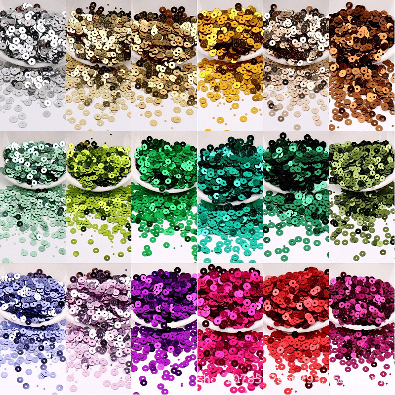 4/5/6mm round hole PVC sequins silver bottom laser beads DIY hand-stitched embroidery beads sequins in stock