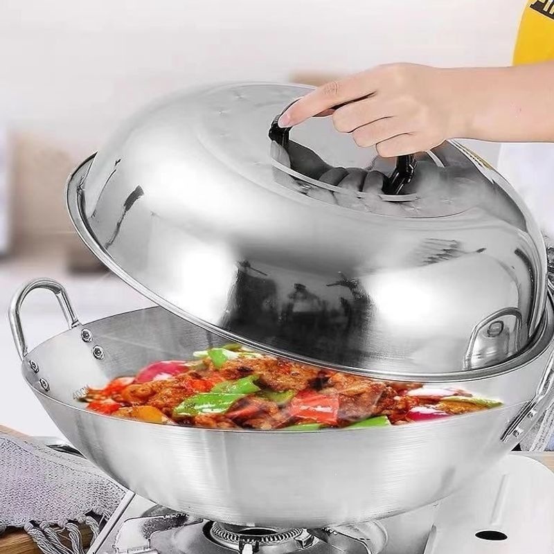 Tapa de Acero Inoxidable para Wok Arqueada Elevada Engrosada