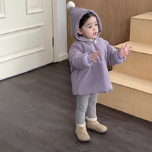 婴童女宝洋气夹棉纯色个性外套公主穿搭甜美女童棉服
