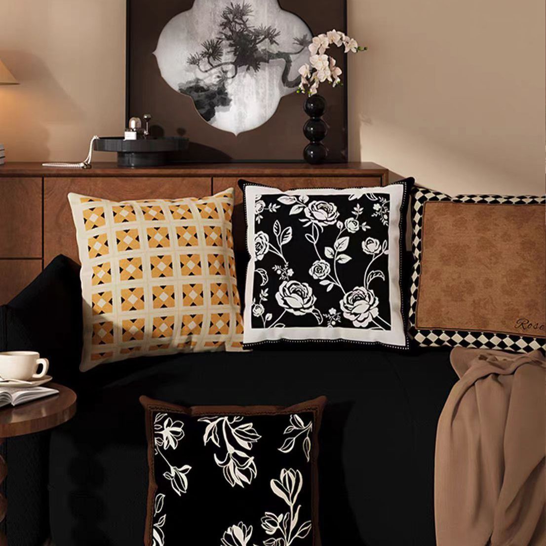 Dekorpude fløjl grøn vintage stil til sofa og seng_voghion.com