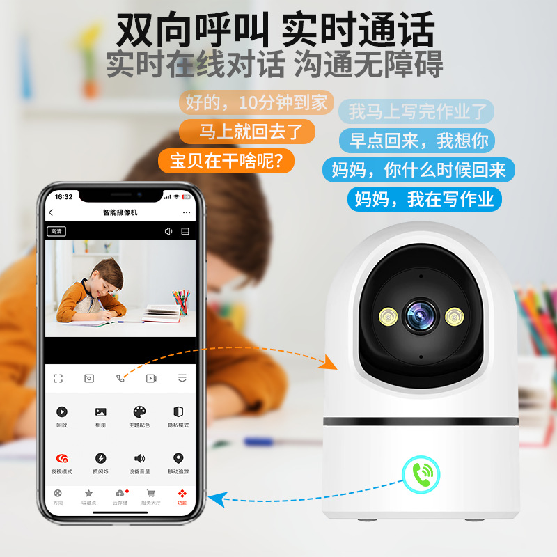 Tuya graffiti casa wifi red móvil remoto cámara de monitoreo de bebés inteligente HD video llamadas