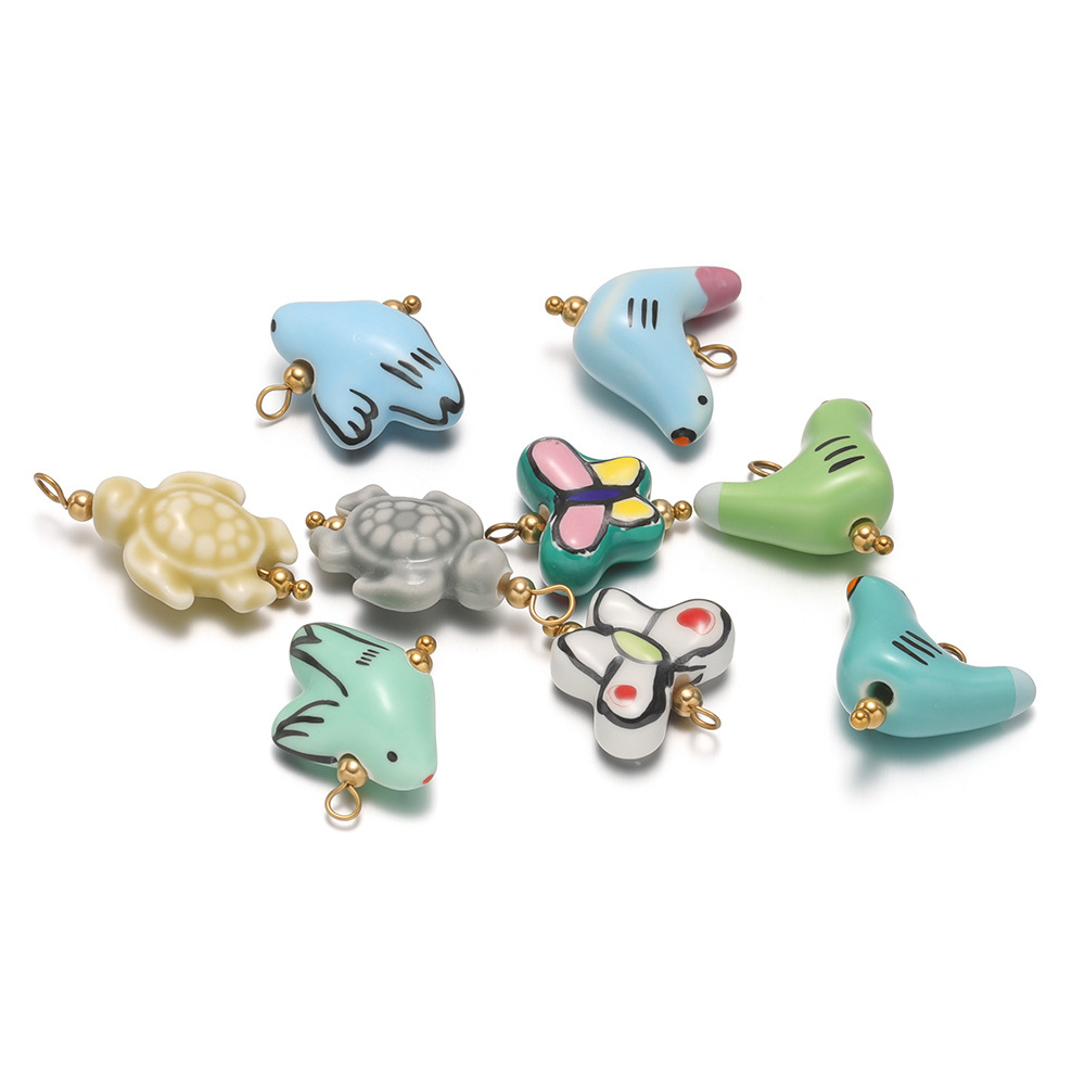 Colgante de cerámica pintado y colgante de mariposa paloma de la paz DIY collar versátil joyas de pulsera al por mayor