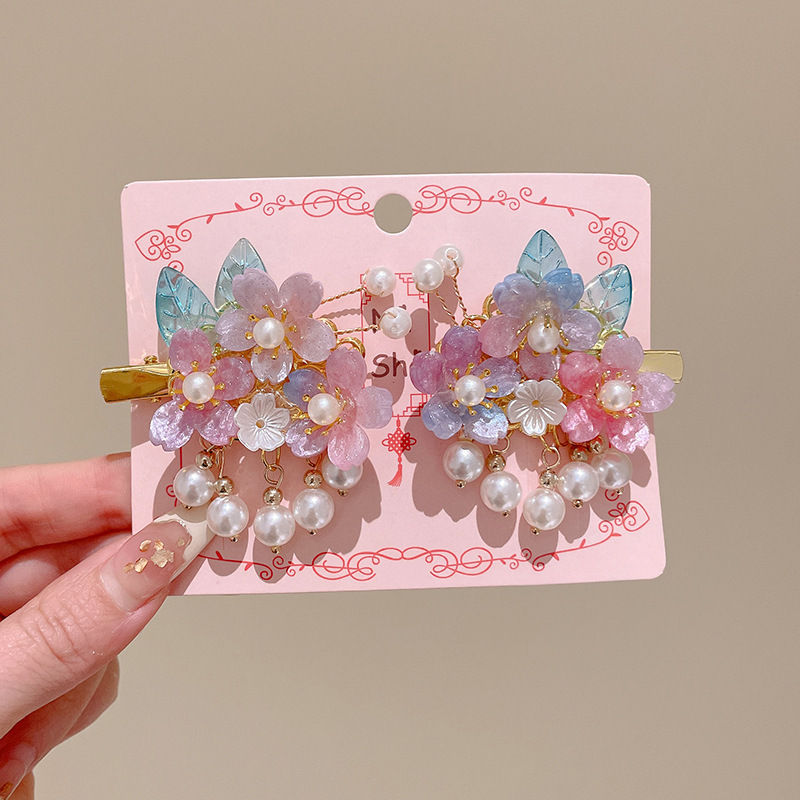 Hanfu tocado de cabello de niñas bordas vestidos antiguos para el cabello de niñas tarjetas de cabello de niñas vestidos antiguos accesorios princesas niñas clips para el cabello