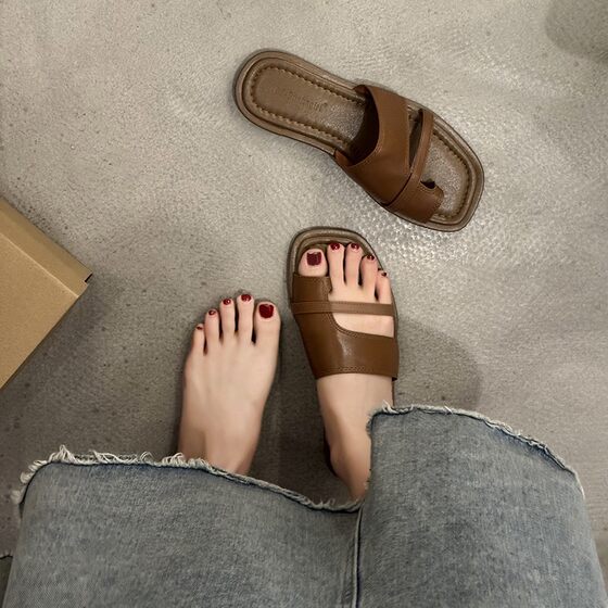 plus size women's shoes 41-43 wide fat feet retro flip-flops women's summer outdoor fashion casual beach slippers