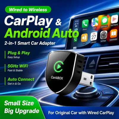 Original car wired to wireless CarPlay Android Auto 2-in-1 smart car connectivity adapter