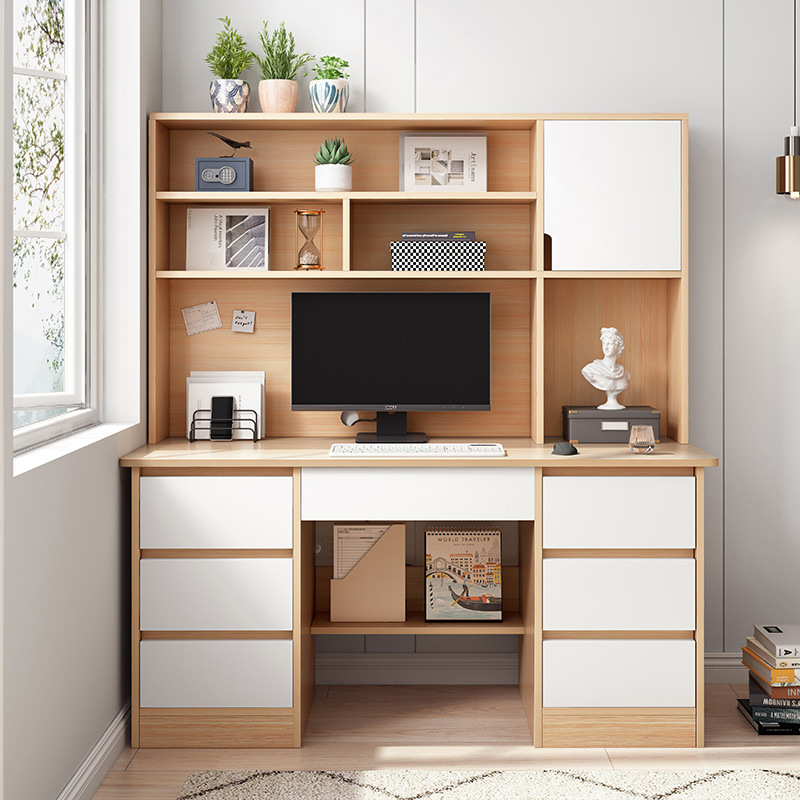 Nórdico escritorio estantería integrado con estantería hogar dormitorio escritorio de la computadora escritorio dormitorio estudiante aprendizaje mesa de escritura