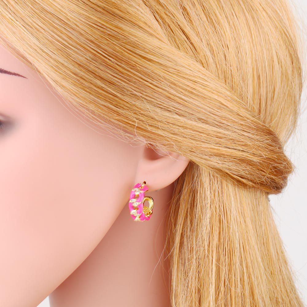 Fashion Enamel Women's Retro C- Shaped Simple Geometric Contrast Color Ear Studs display picture 6
