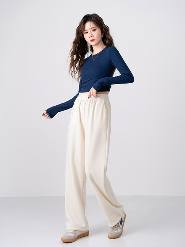 Fall/Winter Fleece-Lined, Thick, Flowing Chenille Wide-Leg Pants — Vintage Corduroy Design, Casual, Versatile, Warm, and High-Waisted with a Relaxed Fit