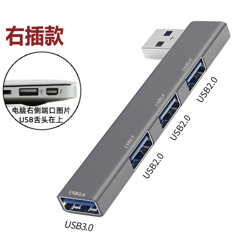 クロスボーダー卸売サイドプラグUSB直角拡張ドックアルミ合金hubマルチポートスプリッタTypec hub拡張器|undefined