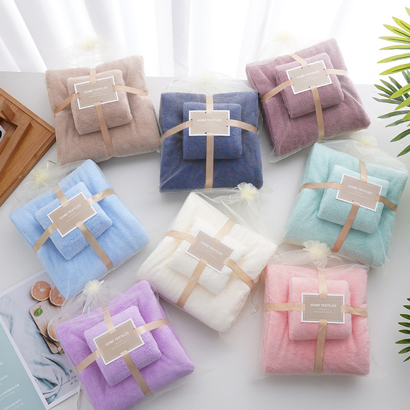 toallas de coral de alta densidad toallas de baño set engrosado suave absorción de agua color sólido toallas de mano mano mano mano fábrica regalos al por mayor