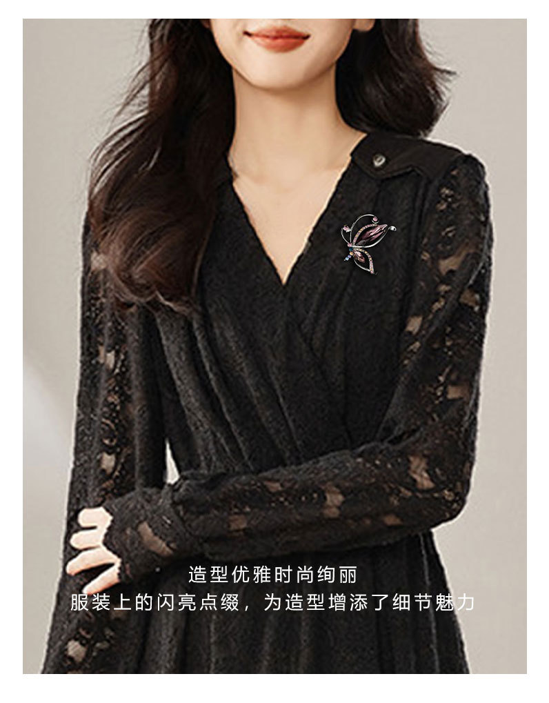 春夏简约时尚水晶蝴蝶胸针独特新颖灵动昆虫胸花送礼纪