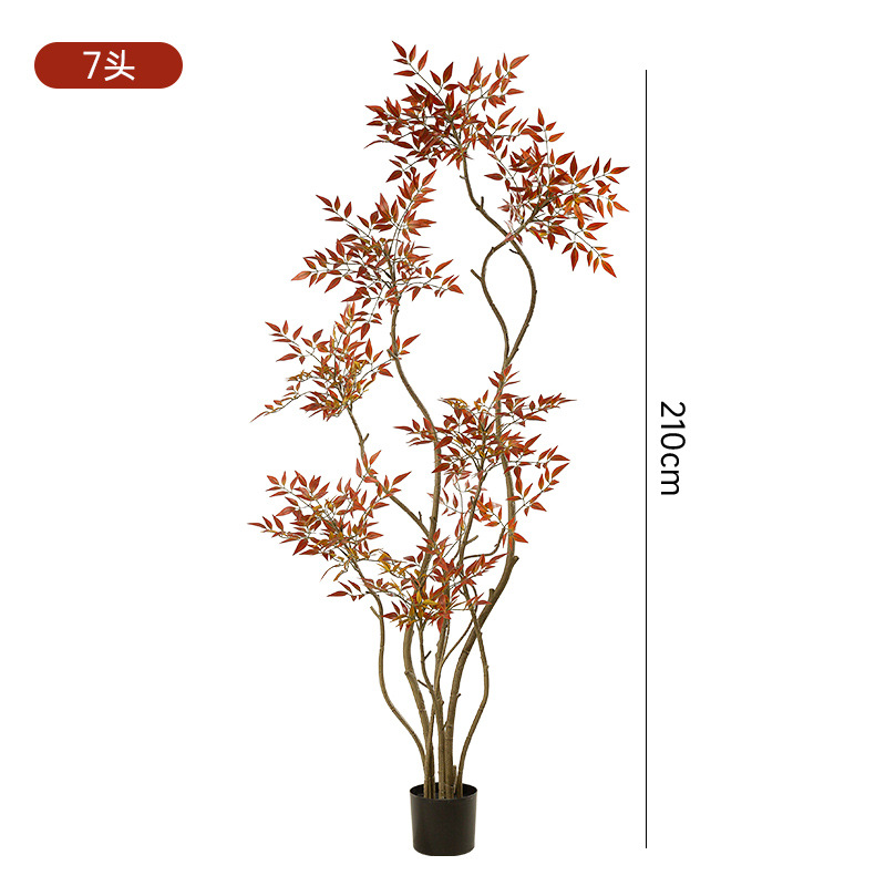 Simulación de estilo nórdico, bambú Nantian, gran planta verde de piso a techo, sensación de alto nivel, sala de estar, decoración del hogar, planta de árbol falso en maceta