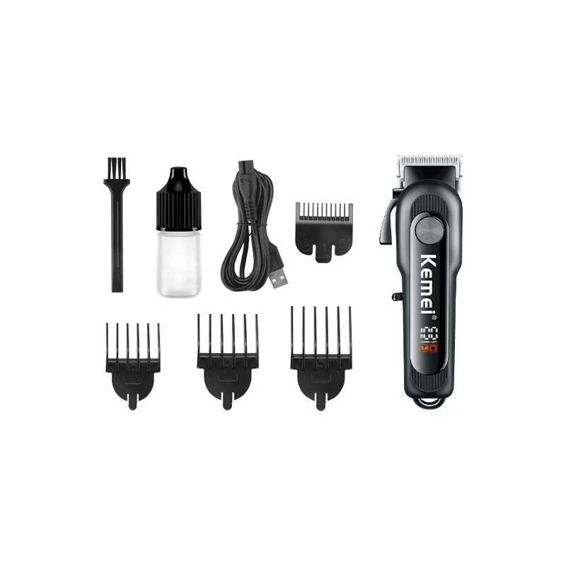 Kemei Electric Push Cut KM-1132 Knife with Adjustable High Power USB Fast Charge LCD Display, No Card Issuer