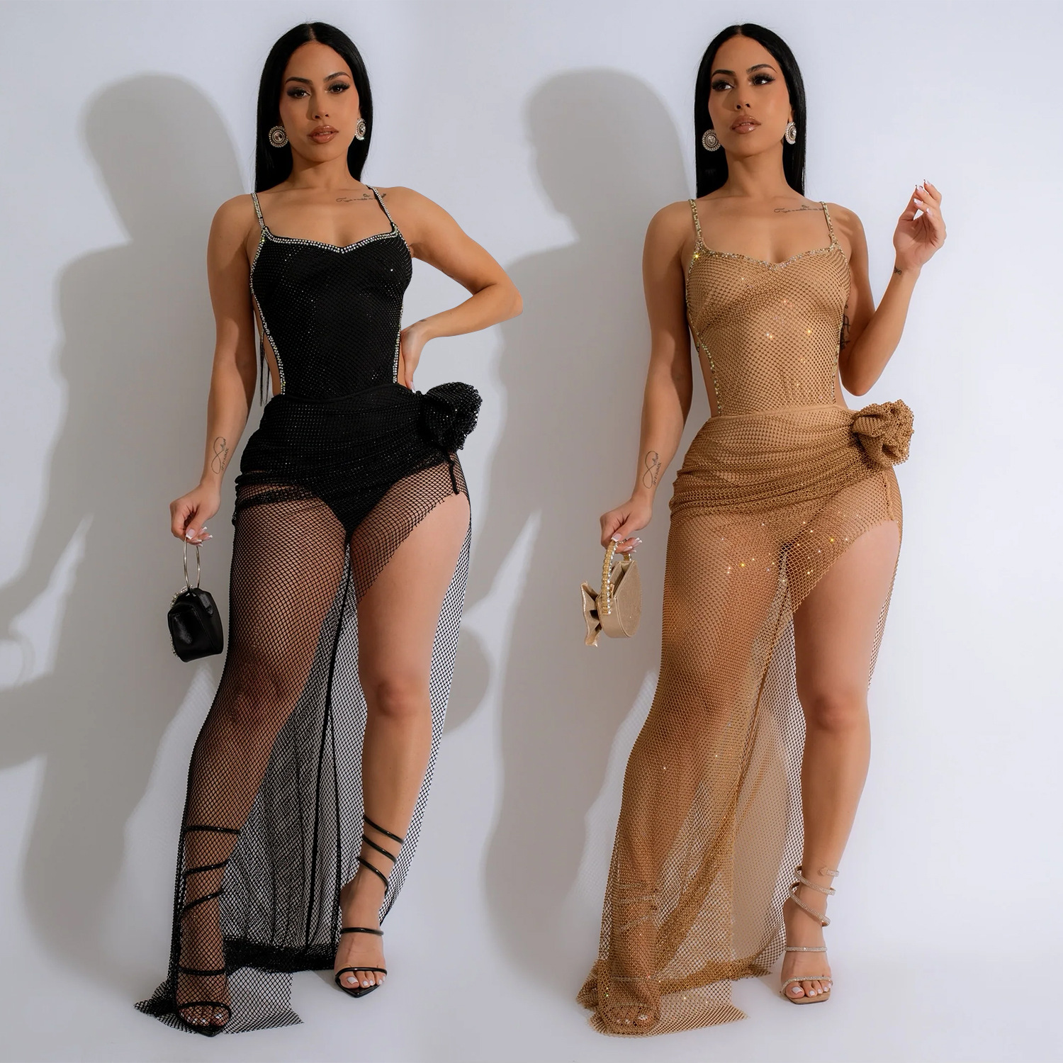 C6903 Aliexpress transfronterizo Amazon Europa y América ropa de moda de mujer de color sólido irregular vestido de mujer image 1
