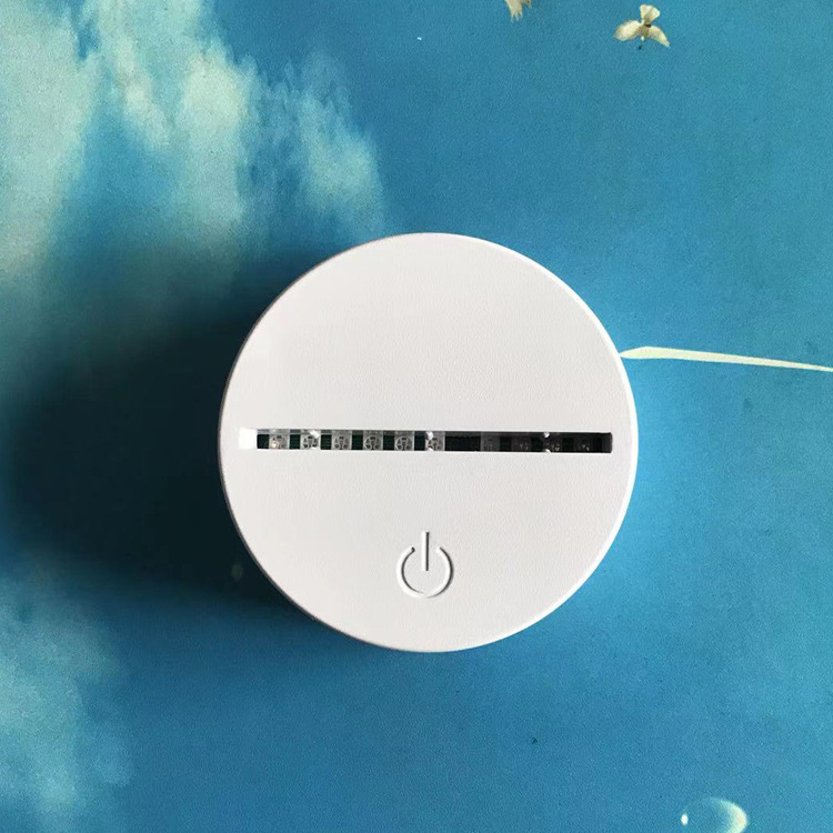 Fuente fabricante 3d luz nocturna base usb tricolor monocromo crack colorido control remoto táctil batería carga grano de madera