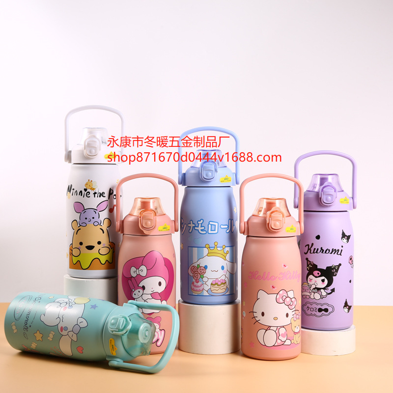 Cruzar la frontera caliente de gran capacidad olla grande de acero inoxidable taza de aislamiento elástico tapa olla portátil con paja taza de agua al aire libre