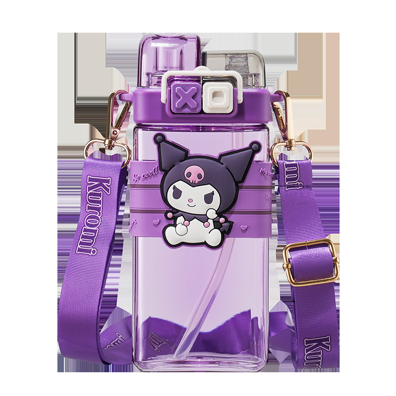 Punk Sanrio doble bebida taza Pacha perro coolomi nueva línea roja creativa cubierta elástica doble taza de plástico abierta con estudiante