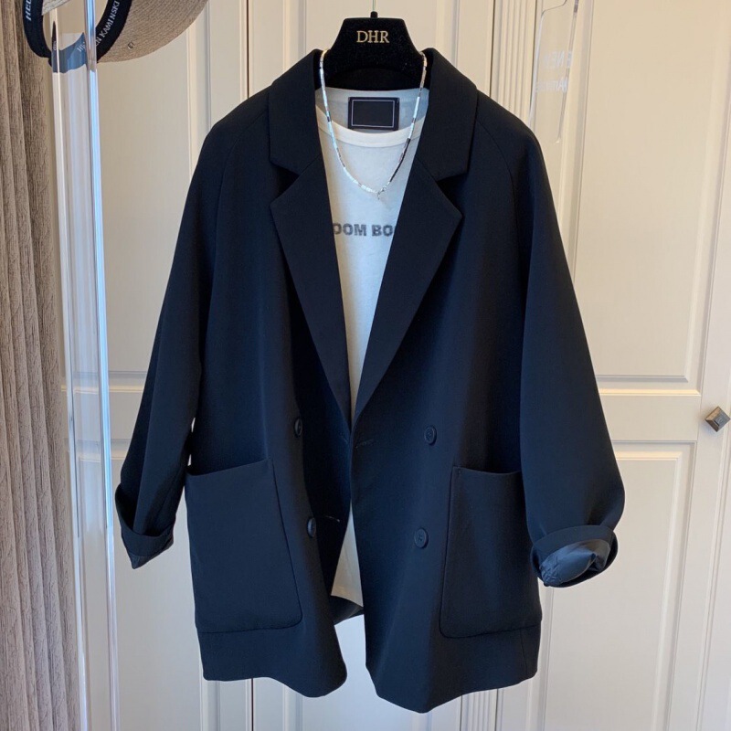 Design sense niche drape suit jacket top for women South Korea Korean style casual loose all-matching 2023 spring and autumn jacket