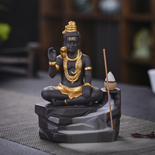 跨境倒流香炉家居摆件创意描金东南亚印度神像新款紫砂工艺品摆件