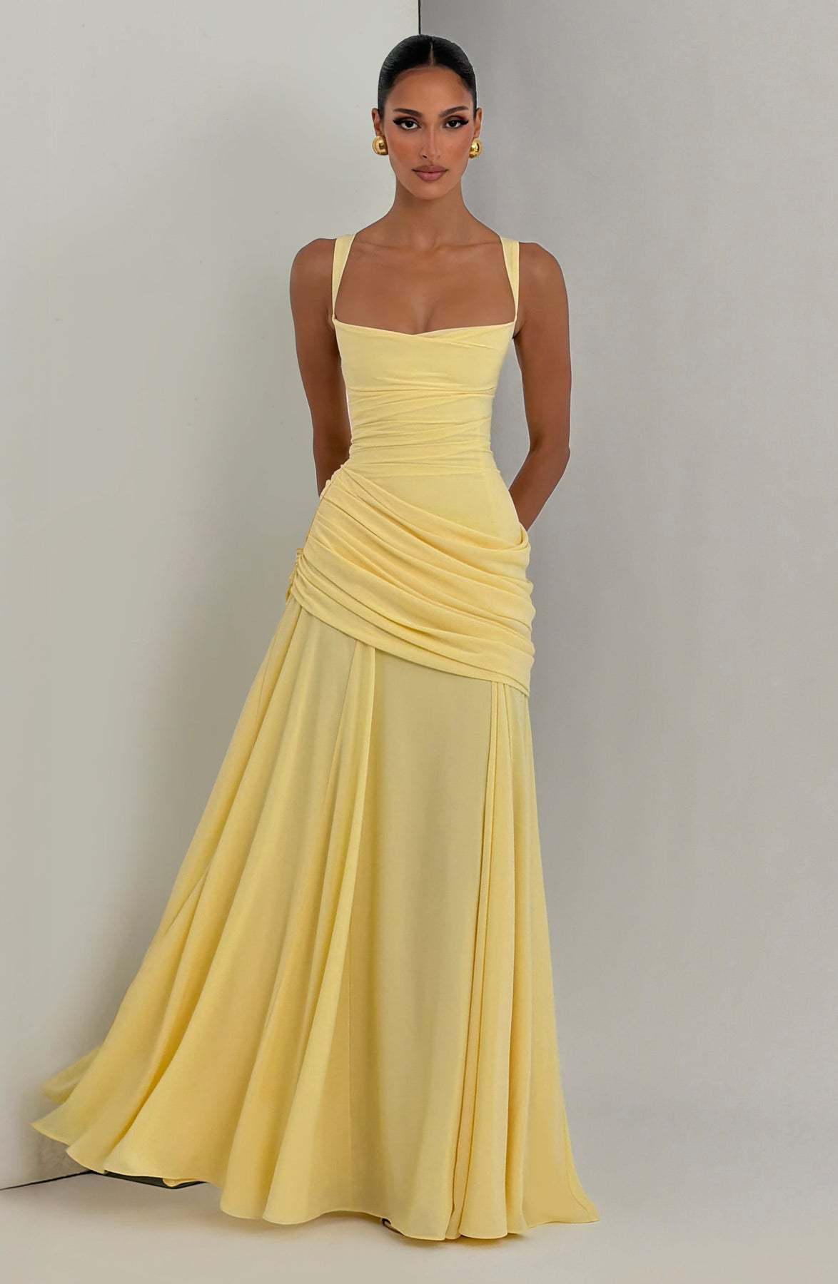 Women's Clothing High-Waisted Pleated Dress Elegant Resort Style Square Neck A-Line Full Skirt Spring For Formal & Casual For Women_ecoleips.com