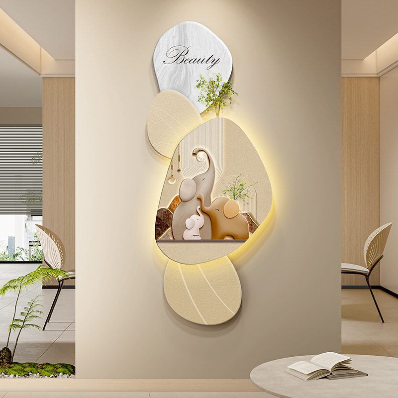 Silent style LED light luminous hallway decoration mural Crystal porcelain TV wall hanging painting combination restaurant wall decoration