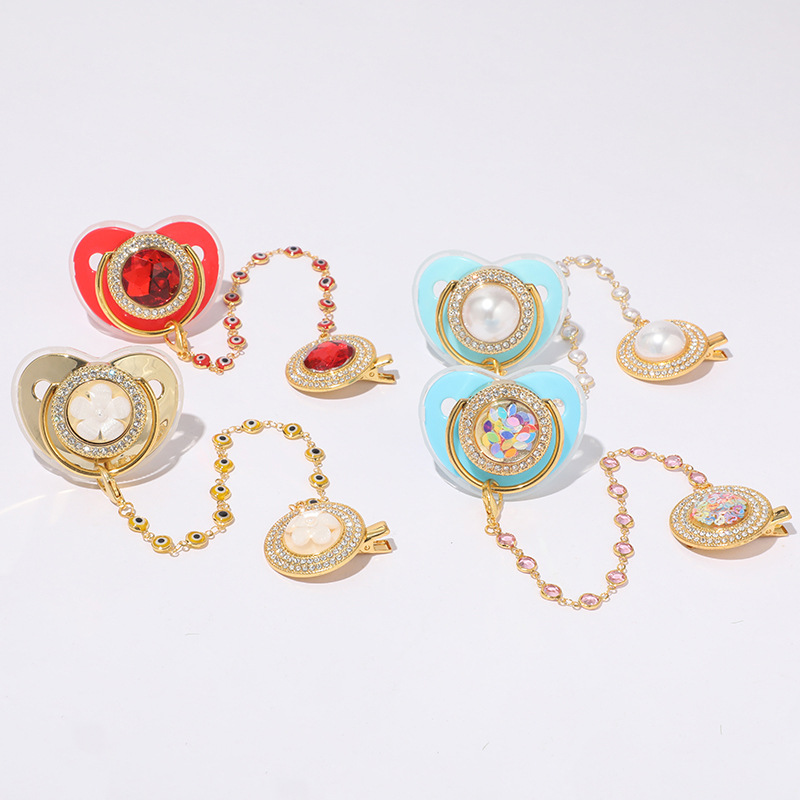 Popular Pacifier Baby Diamond Pacifier Chain Baby Supplies Baby Pacifier with Dust Cover