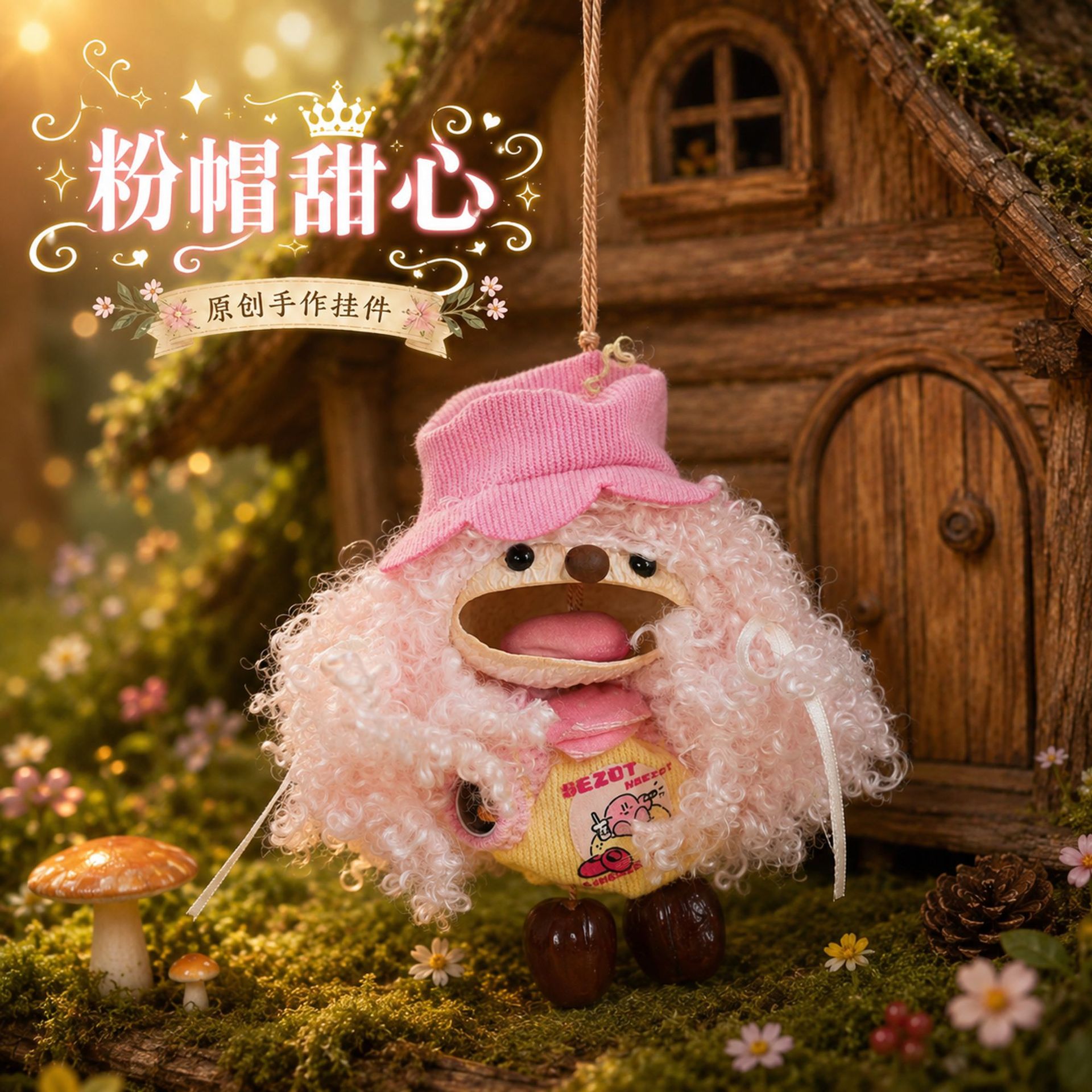 New Chinese-style fruit shell doll car hanging wind chime, fruit shell ornament, bag charm, Yunnan-style gift for women, handmade DIY