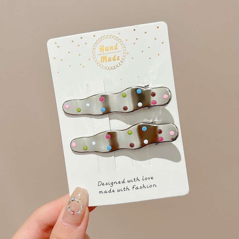 Zhao LuSi con ondas puntuales de metal cabello clips boca mujer adorable clips lateral frisa clips tocado clip de cabello