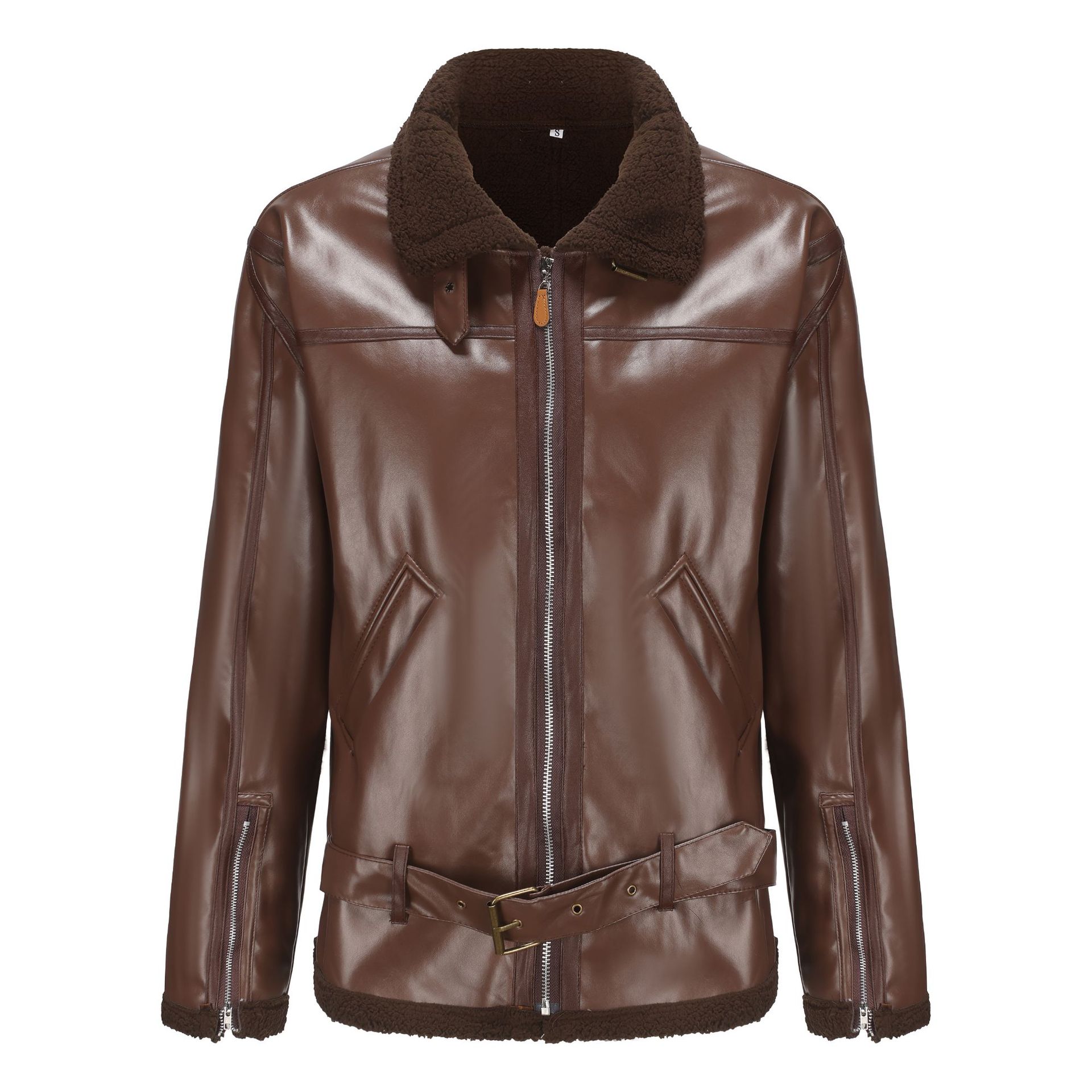 Dicke und schwere Handwerkskunst integrierte Langarm-Pelzjacke für Herren, Herrenjacke_voghion.com