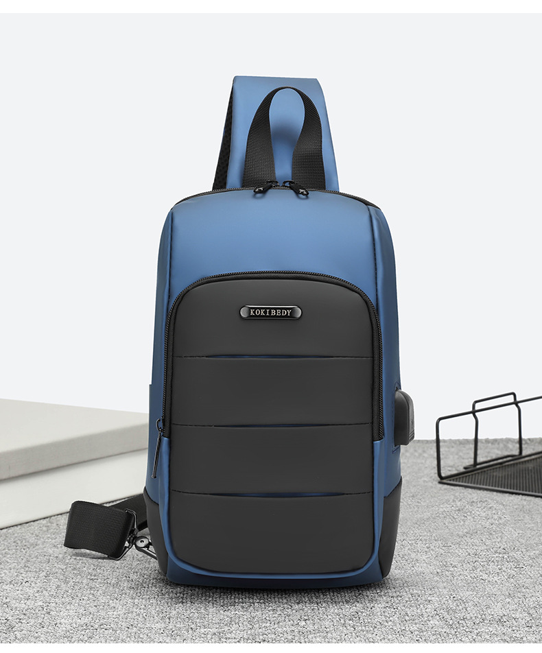 Cross-border chest bag, men's crossbody bag, single-shoulder backpack, multi-functional large-capacity charging crossbody small bag, messenger bag, men's bag undefined