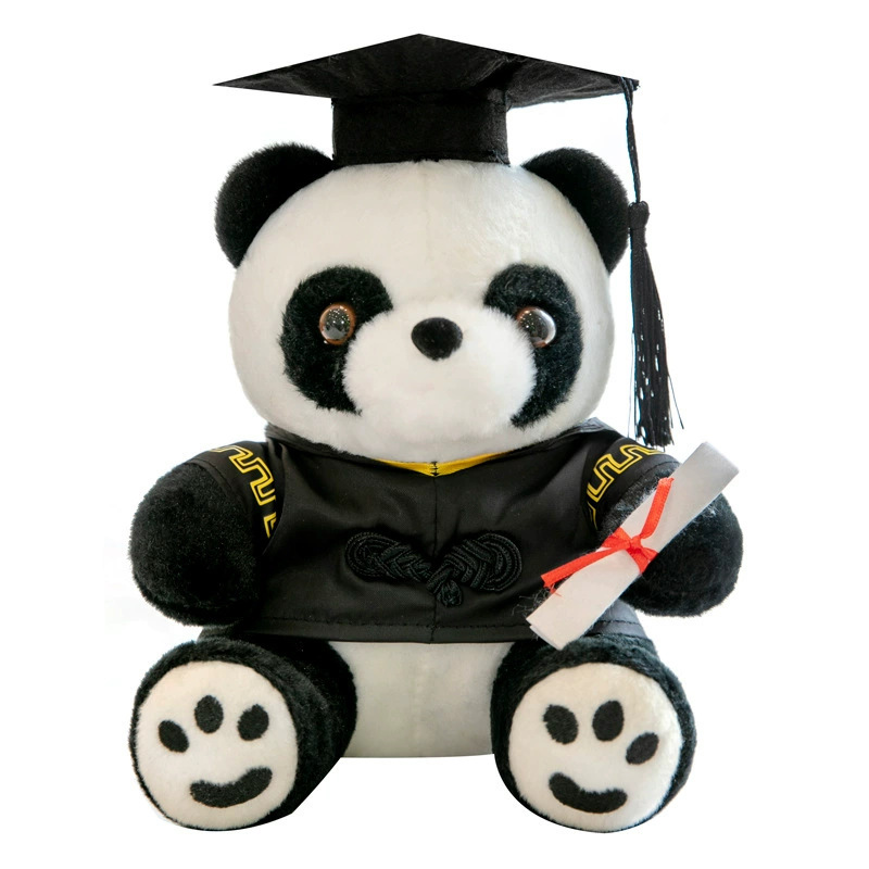 Graduación doctor panda peluche juguetes panda gigante muñecas de graduación logotipo impresa recuerdos muñecas de regalo