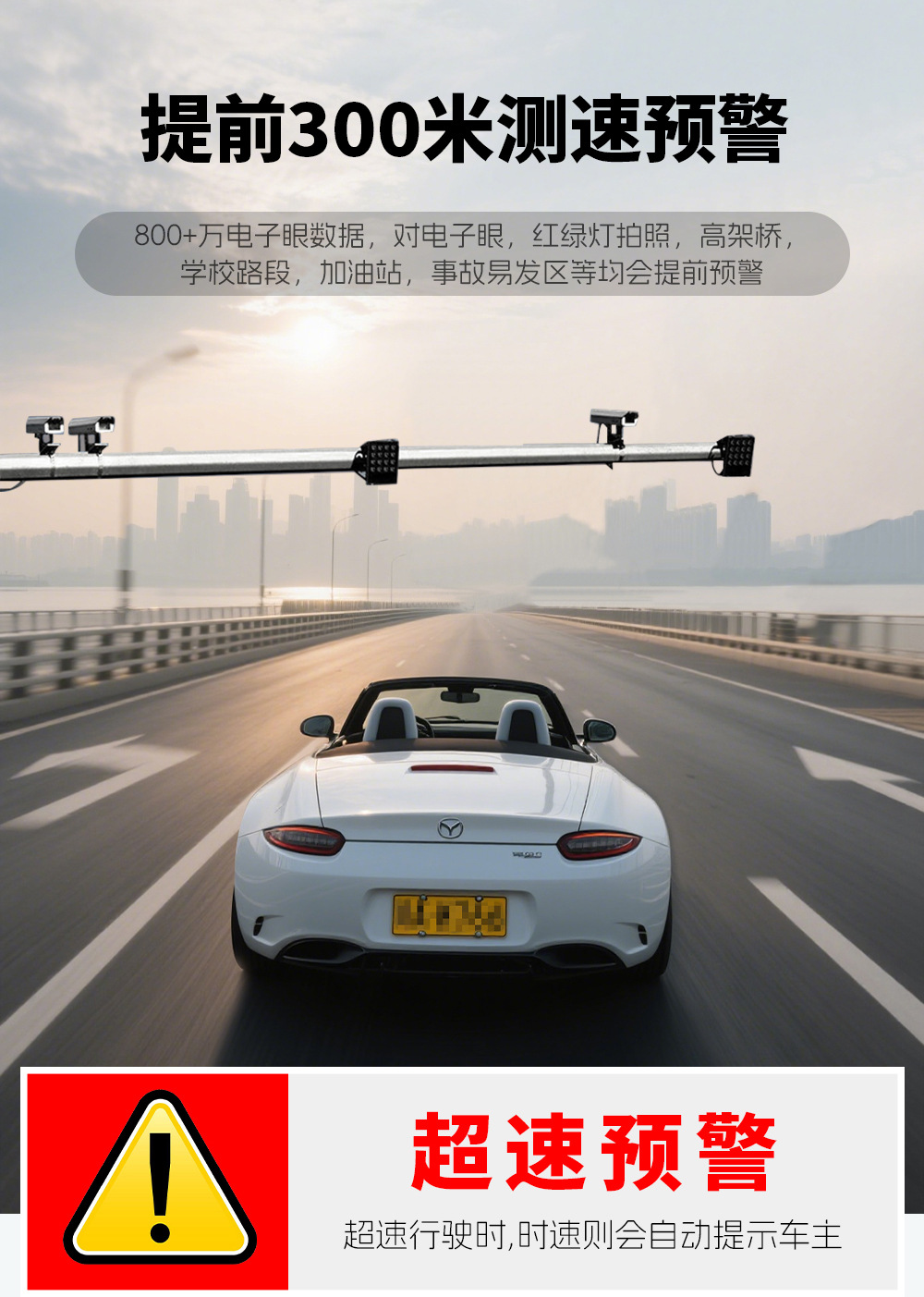 HUD high-definition car head-up display with voice electronic dog function, OBD GPS dual system, high-temperature resistant