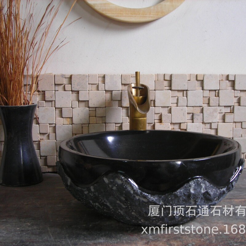 Natural Black Granite Wash Basin Patio Outdoor Stone Table Basin Custom Bathroom Marble Wash Basin