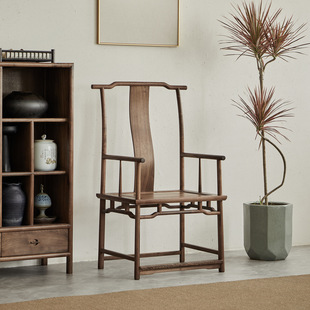 New Chinese Style Solid Wood Official Hat Chair, High Back Study Chair, Study Furniture, Ming Style Tai Shi Chair, Black Walnut Tea Chair, Master Chair