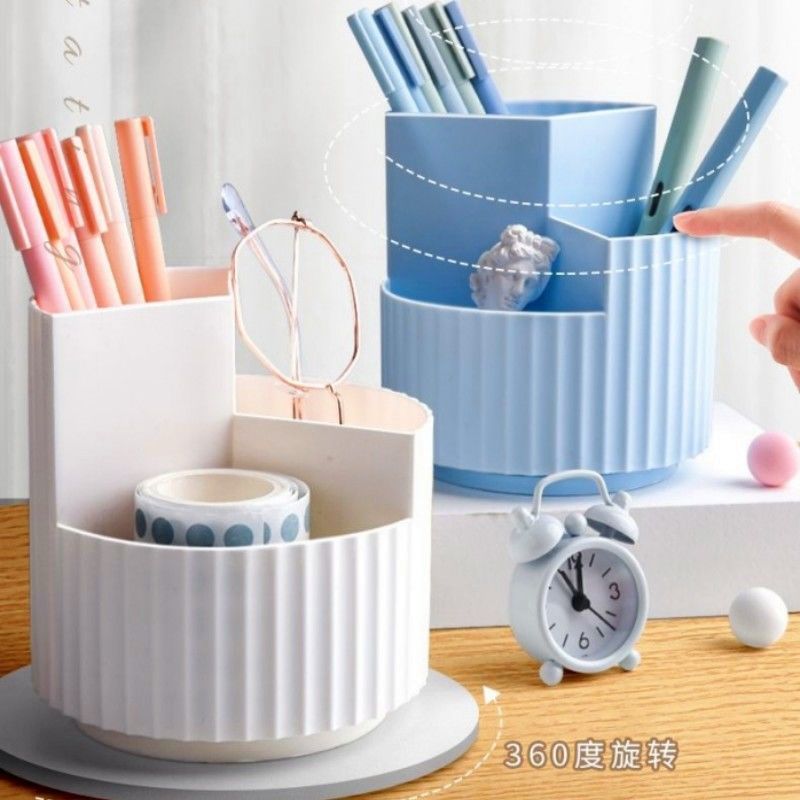 360-degree rotatable pen holder, new cosmetic desktop storage box, Instagram-style office desk pen stand, simple storage bucket