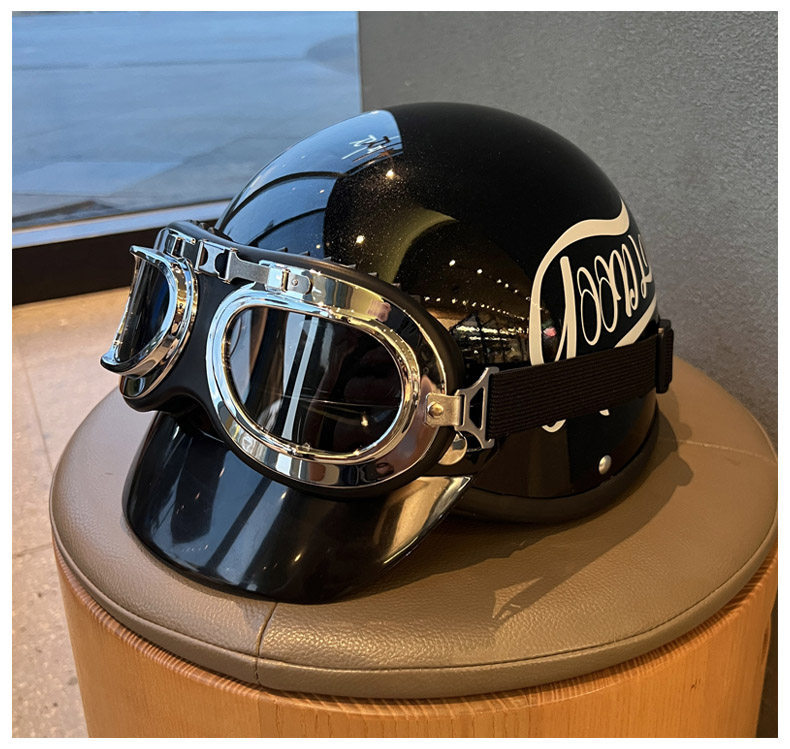 Retro Motorcycle Helmet 3C Certified Electric Vehicle Safety Helmet Men's and Women's Half Helmet Summer Sun Protection Safety Helmet Motorcycle Helmet