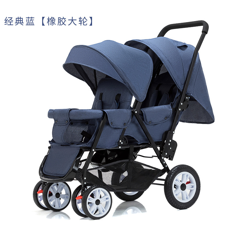 Cochecito Doble Plegable para Gemelos de Acero al Carbono, Plegable, Reclinable, Amortiguación de Impactos, para Gemelos image 14