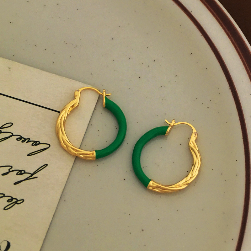 Simple Style Geometric Copper Earrings Enamel Plating Copper Earrings