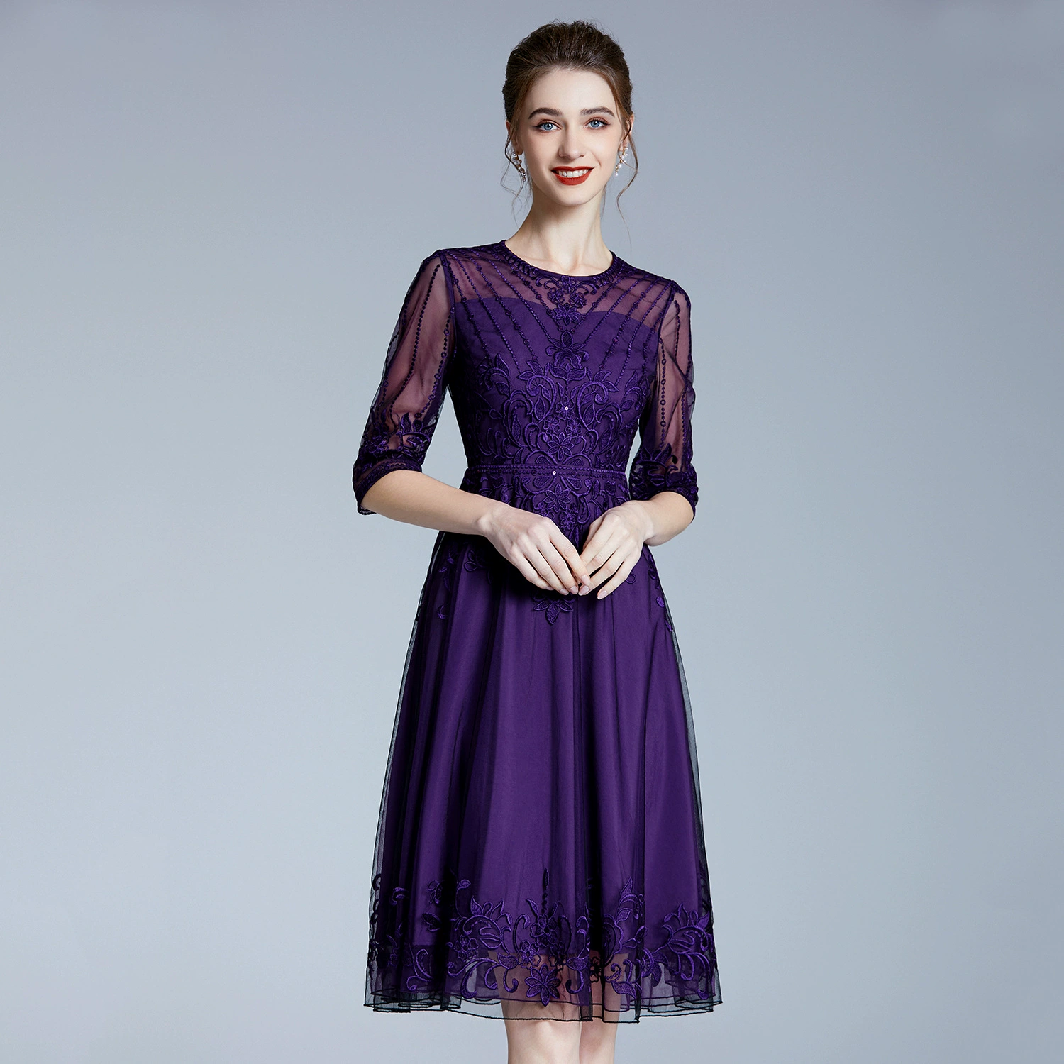 Свадебное платье для мамы Благородное 2023 Новое счастливое свекровь свадебное банкетное платье красная сетка платье с вышивкой лето