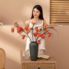 廠家INS仿真水果柿子仿真花假花綠植物批發婚慶裝飾品跨境MW10892