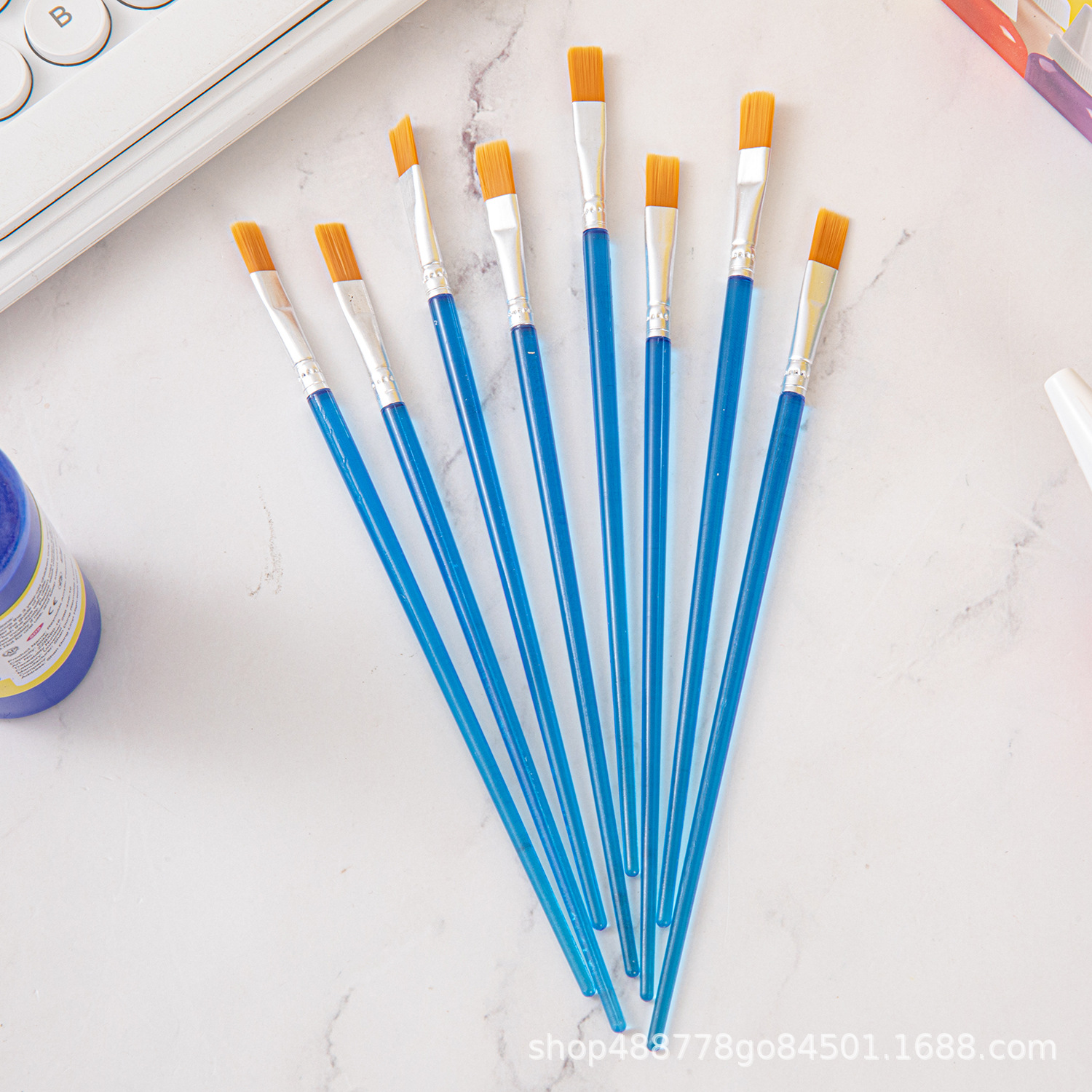 Fábrica directa pincel de dibujo de nylon azul pincel de cabeza plana graffiti pincel de dibujo de pintura pintores de arte diy