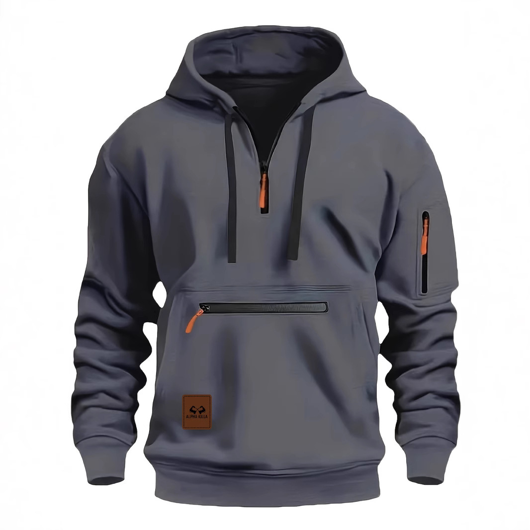 demi-season sports hoody with zipper for leisure