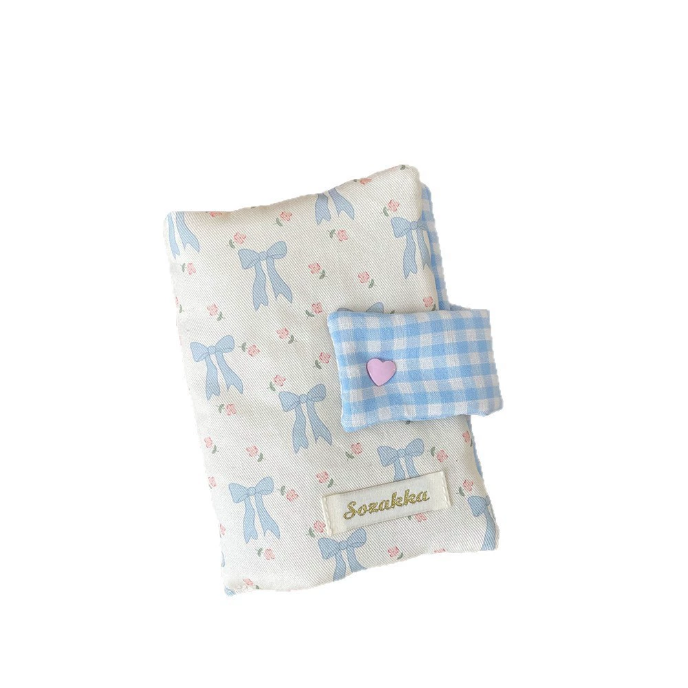 Handmade Book Cover, Cute Cloth with Bow, Protective Case for Elementary Students, Tear-Off Sheet