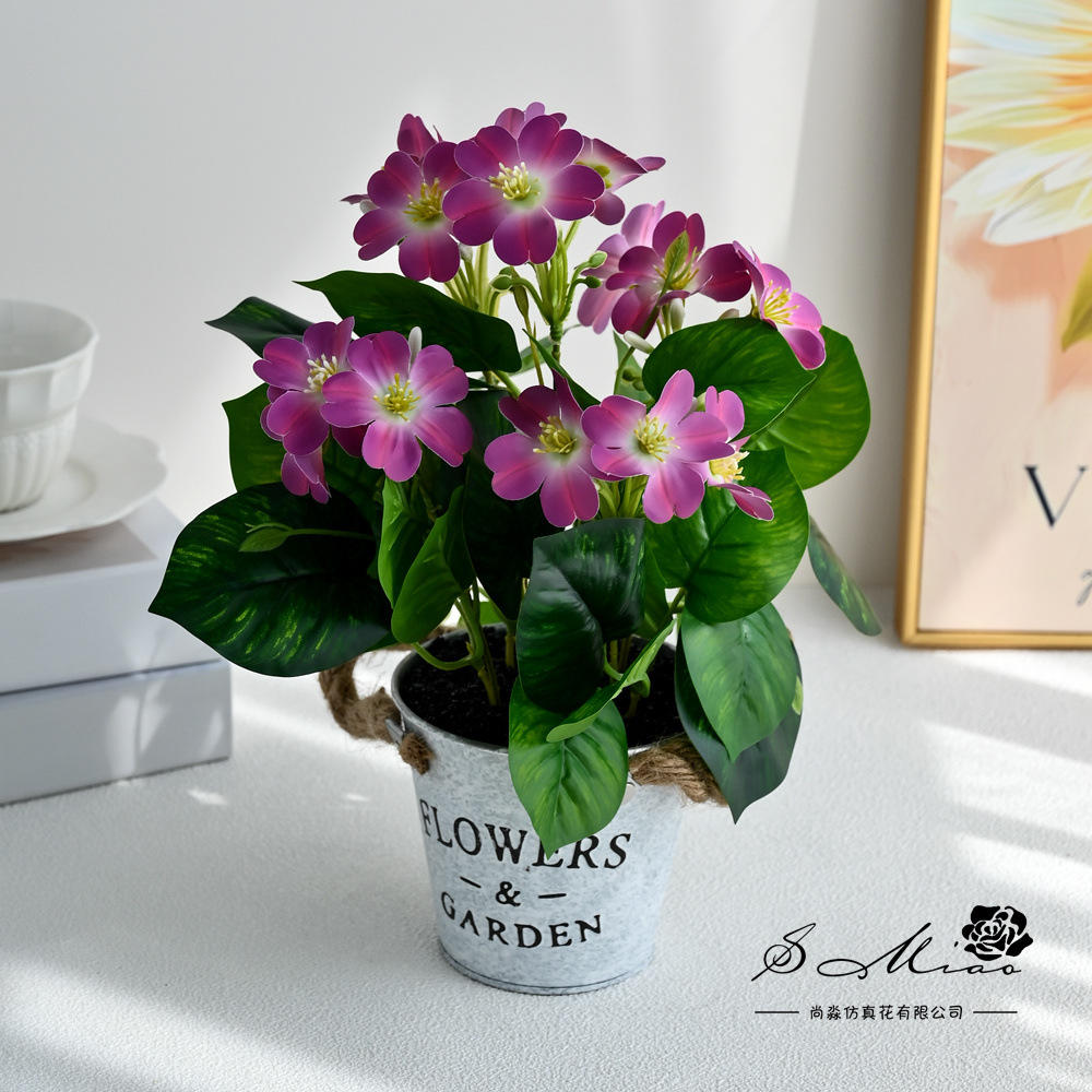 Botella de hierro sensación flor de begonia bonsai imitación maceta flores falsas decoración del hogar fotografía flores artificiales flores de boda perilla
