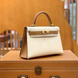 纯手工缝制二代凯莉包法国原厂Epsom皮拼色mini真皮手提小包斜挎