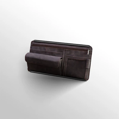 Car Glasses Case Card Storage | Car Glasses Clip/Bill Clip - brown-8018-glasses-case-suede